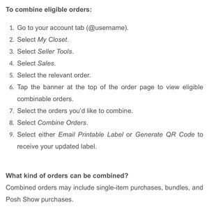 Poshmark Order Combination Instructions